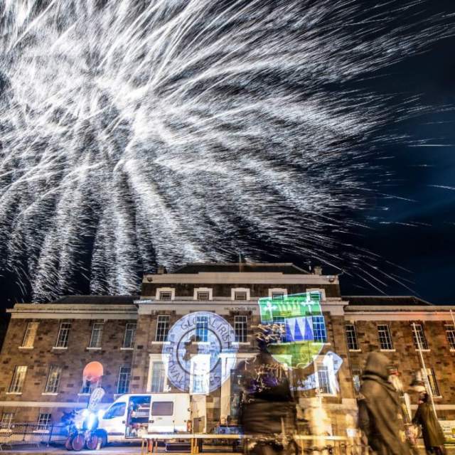 fireworks going off above tralee festival