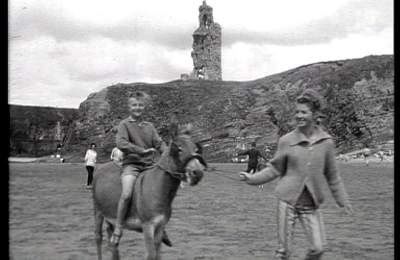 Boy on a donkey in ballybunion in the 1960s