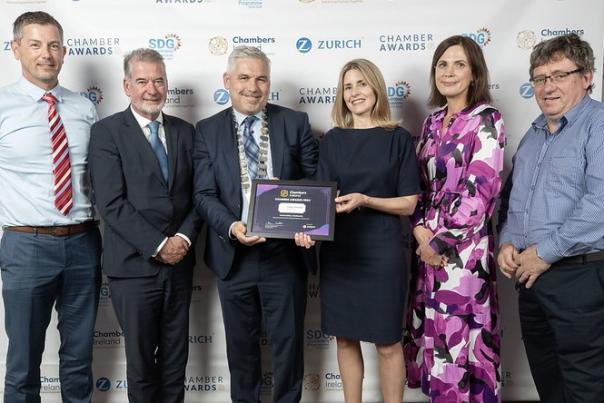 Tralee Chamber Alliance receiving the Chambers Ireland Award for Sustainability and Biodiversity